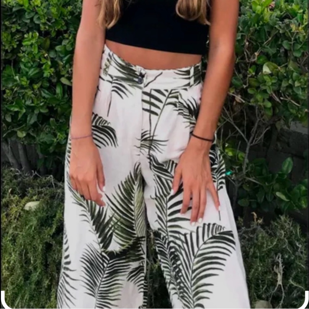 H&M Wide Leg Linen Blend Pants